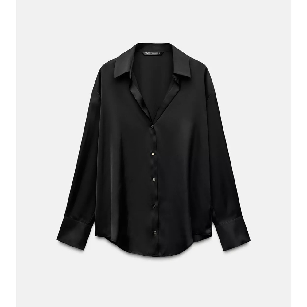 Zara Satin Effect Basic Shirt - Picture 3 of 6